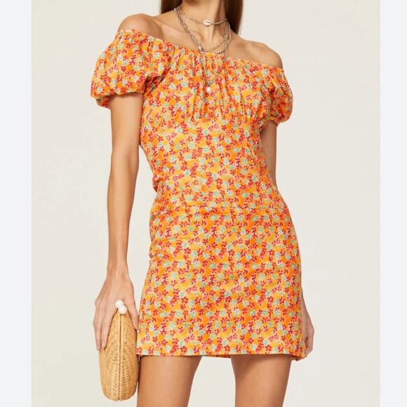 Caroline Constas Calla Mini Dress Floral Off The Shoulder Women’s M - Picture 1 of 9